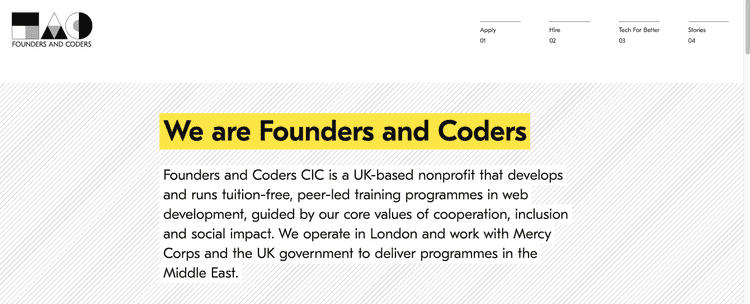 An image displaying the Founders and Coders website